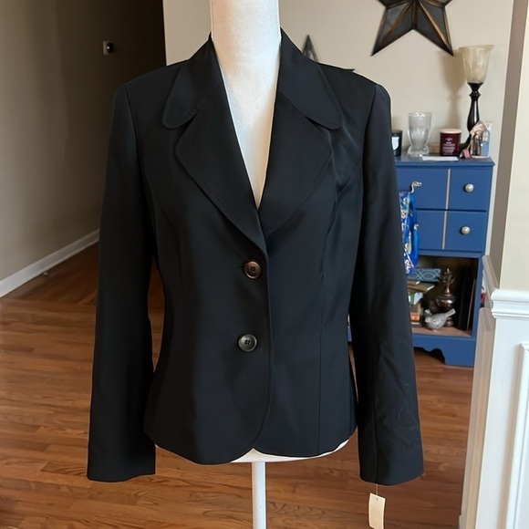 Talbots Blazer Black Wool blend 2 button classic cut lined size 6 - Picture 3 of 16